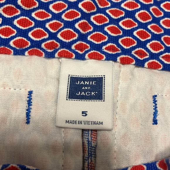 Janie and Jack Girls Size 5 Red White Blue Shorts 100% Cotton Adjustable Waist - Picture 6 of 9